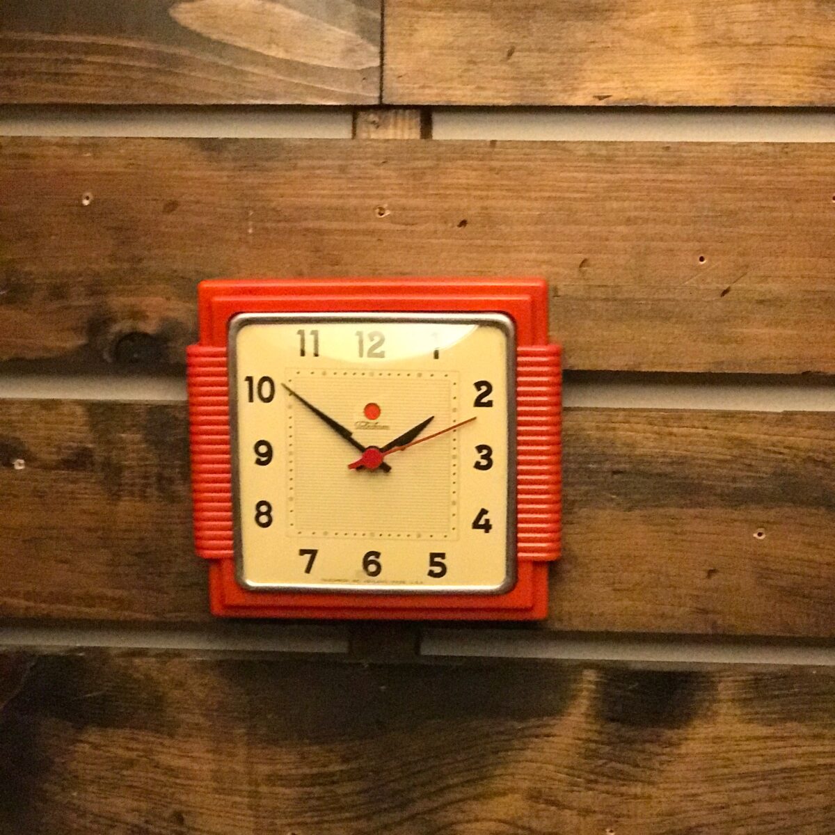 Telechron Red Bakelite Wall Clock Circa 1930's. Telechron (later