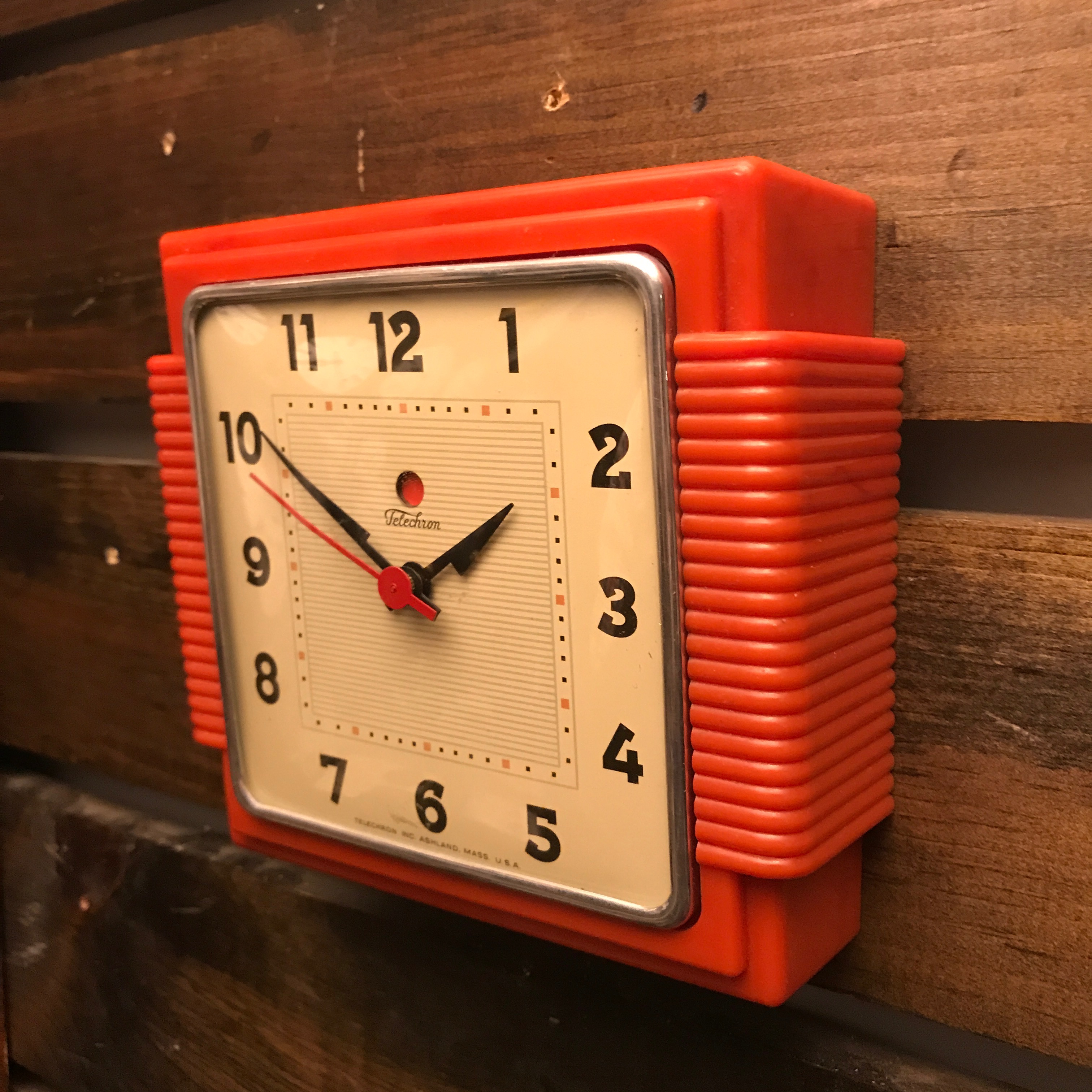 Telechron Red Bakelite Wall Clock Circa 1930's. Telechron (later
